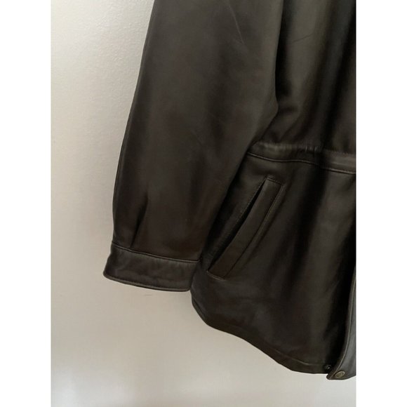 Preswick & Moore Long Jacket Unisex XL Brown Leather Quilted Drawstring Waist - Picture 3 of 7